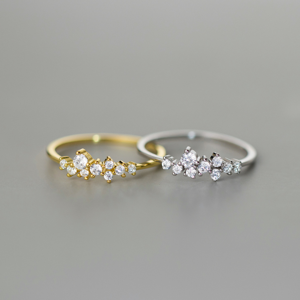 Minimalist Silver Rings for Women Set of 5 925 Sterling Cubic Zirconia Jewelry Gift Idea